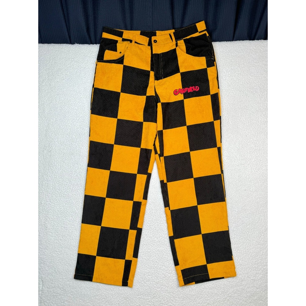 Dumbgood Garfield Corduroy Pants Womens Large Fits 34x30 - Checkered - READ - Picture 2 of 16